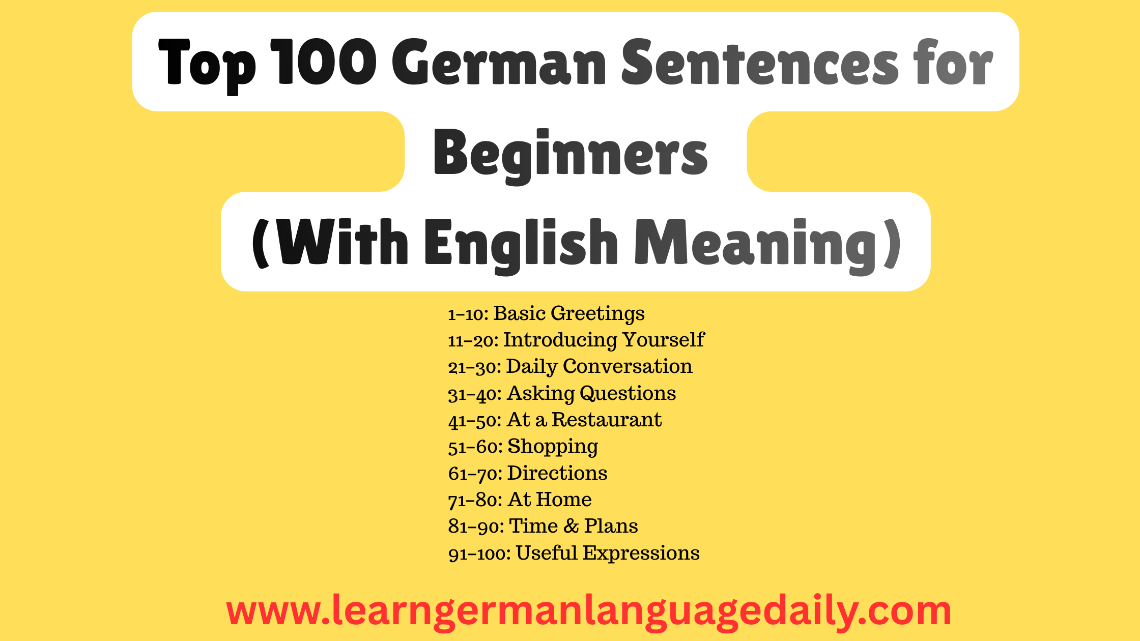 100 German Sentences for Beginners (With English Meaning)